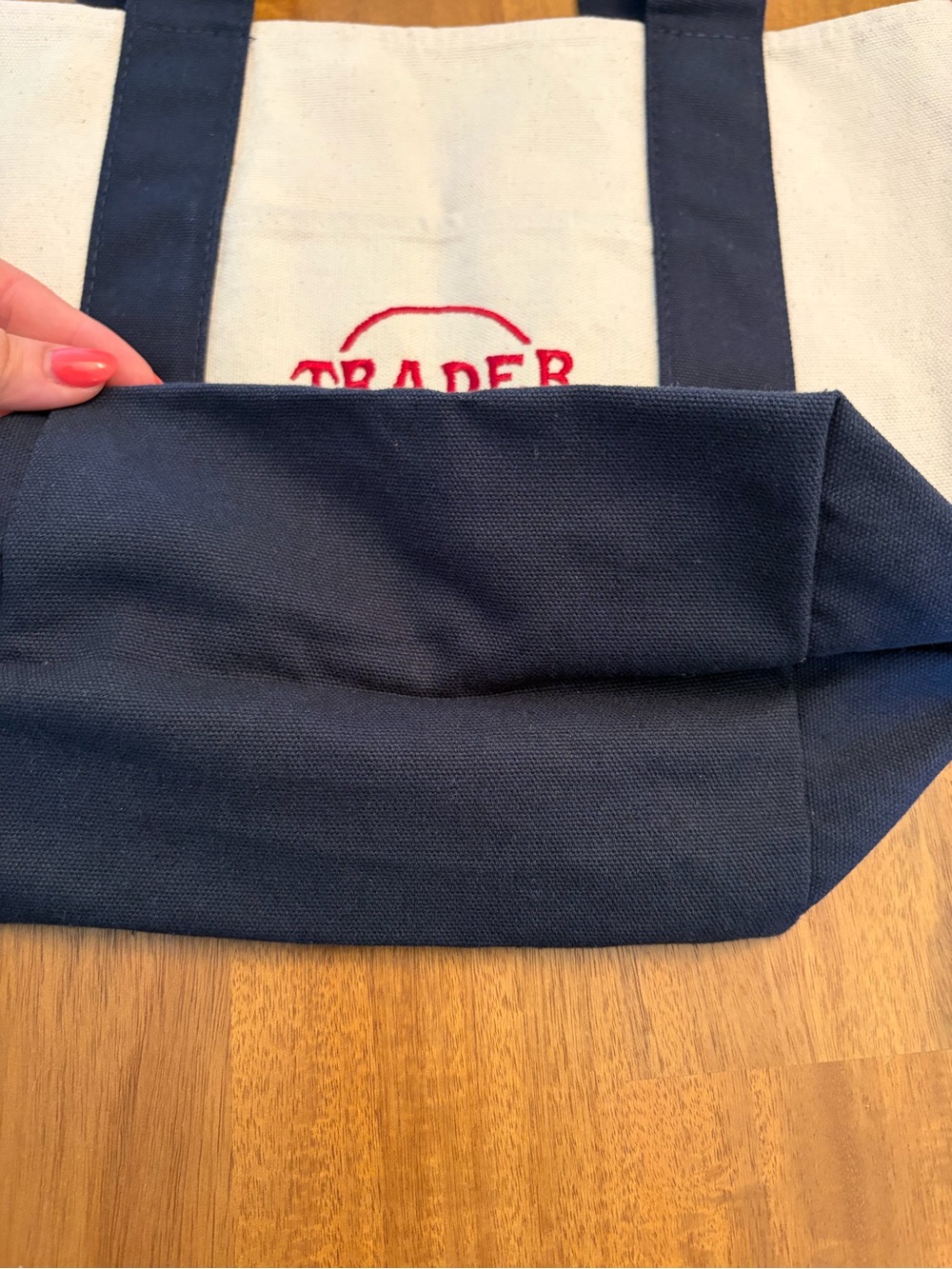 Trader Joe's Navy Mini Canvas Tote Bag - Picture 2 of 3